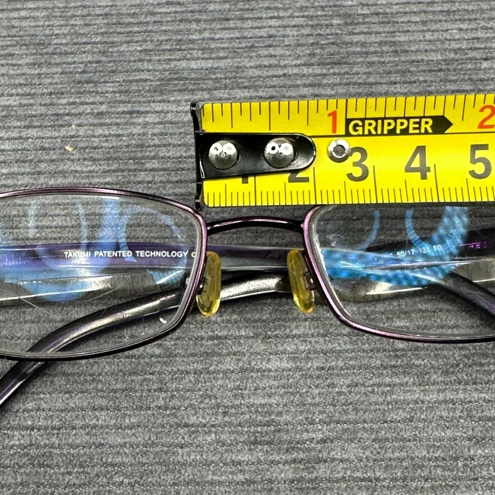 Takumi T9795 Purple Rectangular Y2K Eyeglasses Frames 50/17 135 Patented Tech